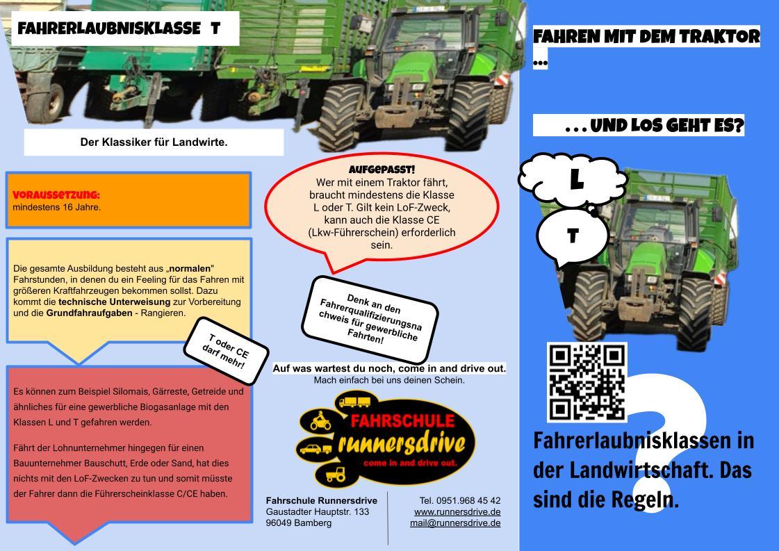 Informationsflyer für die Fahrerlaubnisklassen T-L