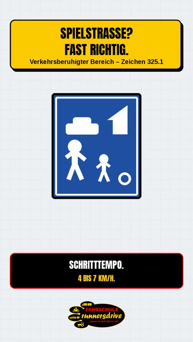 Verkehrsberuhigter Bereich (Zeichen 325.1) SPIELSTRASSE? FAST RICHTIG. 🏘️ Korrekt heißt es verkehrsberuhigter Bereich. …