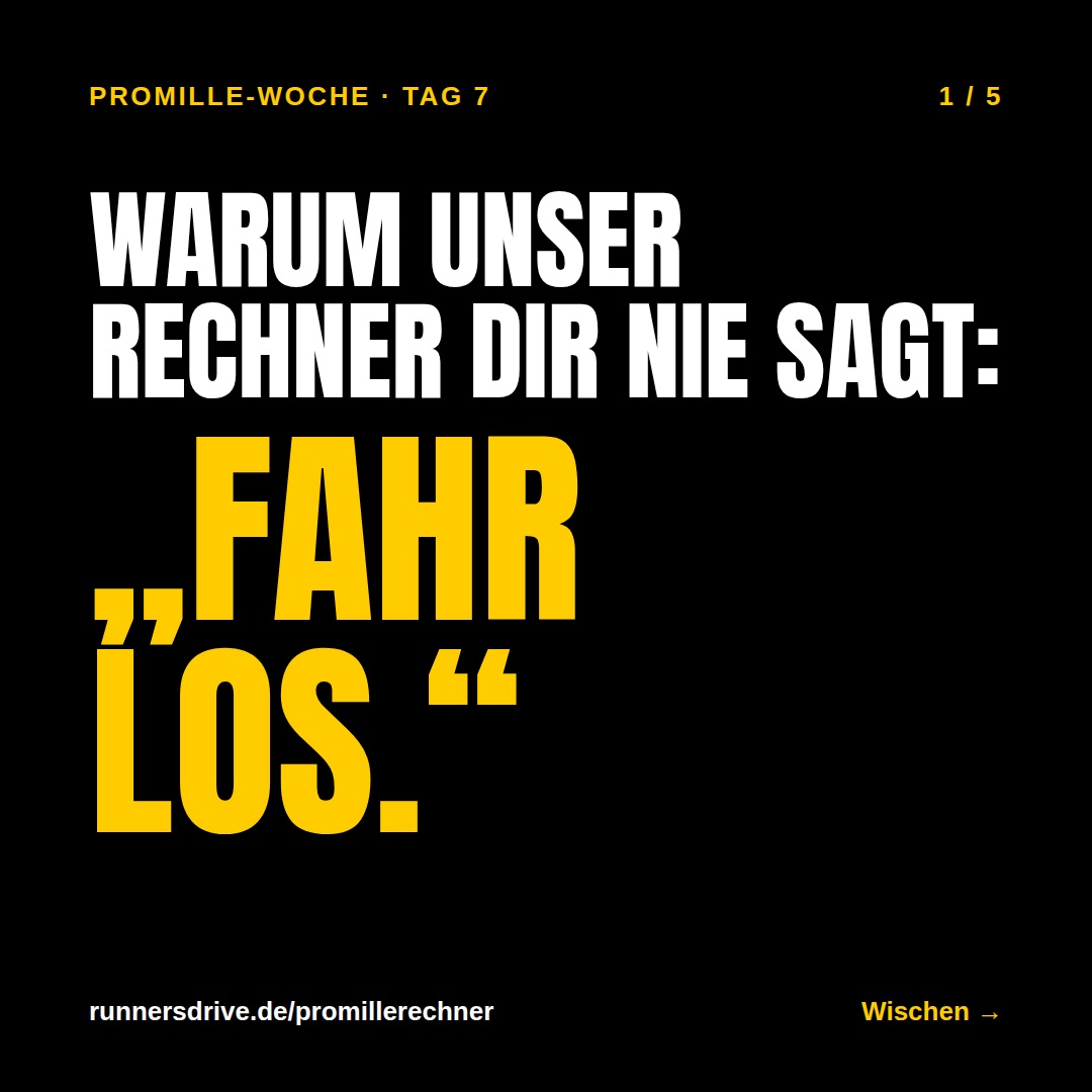Unser Promillerechner sagt dir nie, dass du fahren darfst. Mit Absicht. Er rechnet mit einer Spanne, weil kein Körper n…