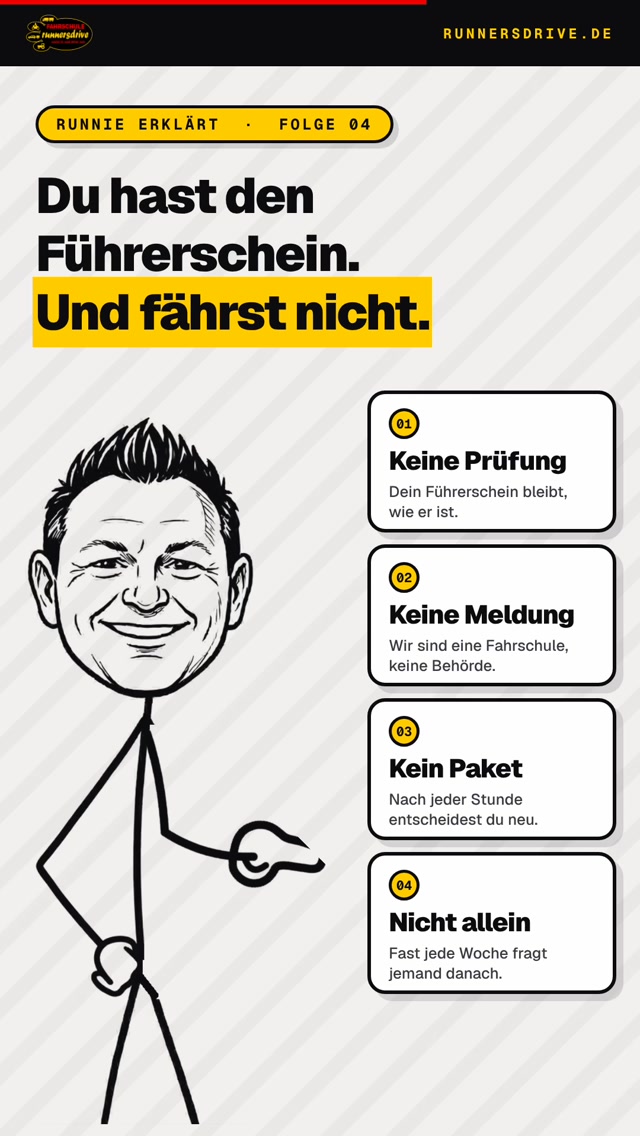 Du hast den Führerschein. Und fährst trotzdem nicht. Bei uns im Büro heißen sie Angsthasenstunden. Fahrstunden für Leut…