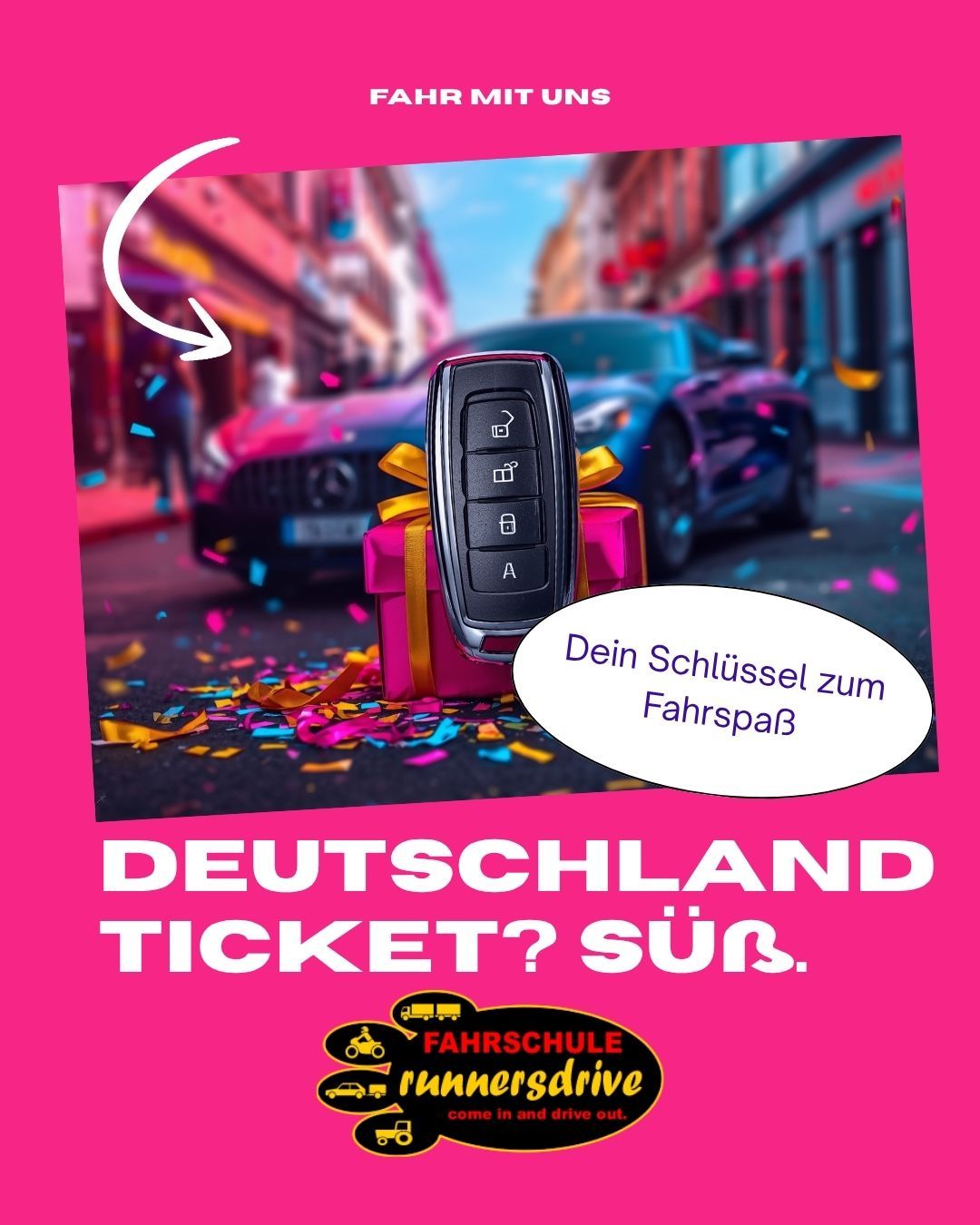 <strong>Deutschlandticket? Süß. Wir reden über deinen eigenen Schlüssel.</strong> 😏🚗🔥 Bus verpassen. Auf die nächste Verbindung wart…