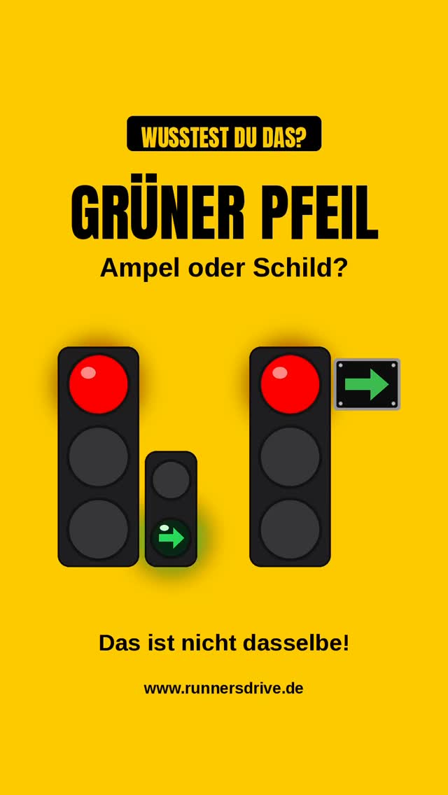 Grüner Pfeil ist nicht gleich grüner Pfeil 👀 Leuchtet er in der Ampel, fährst du direkt los. Ist er ein Blechschild, he…