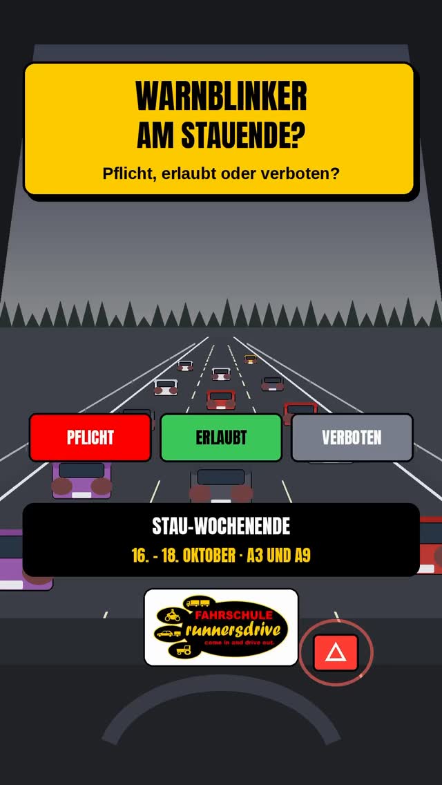 WARNBLINKER AM STAUENDE – PFLICHT, ERLAUBT ODER VERBOTEN? ⚠️ Die Hälfte macht’s, die andere hupt. Die Auflösung steht i…