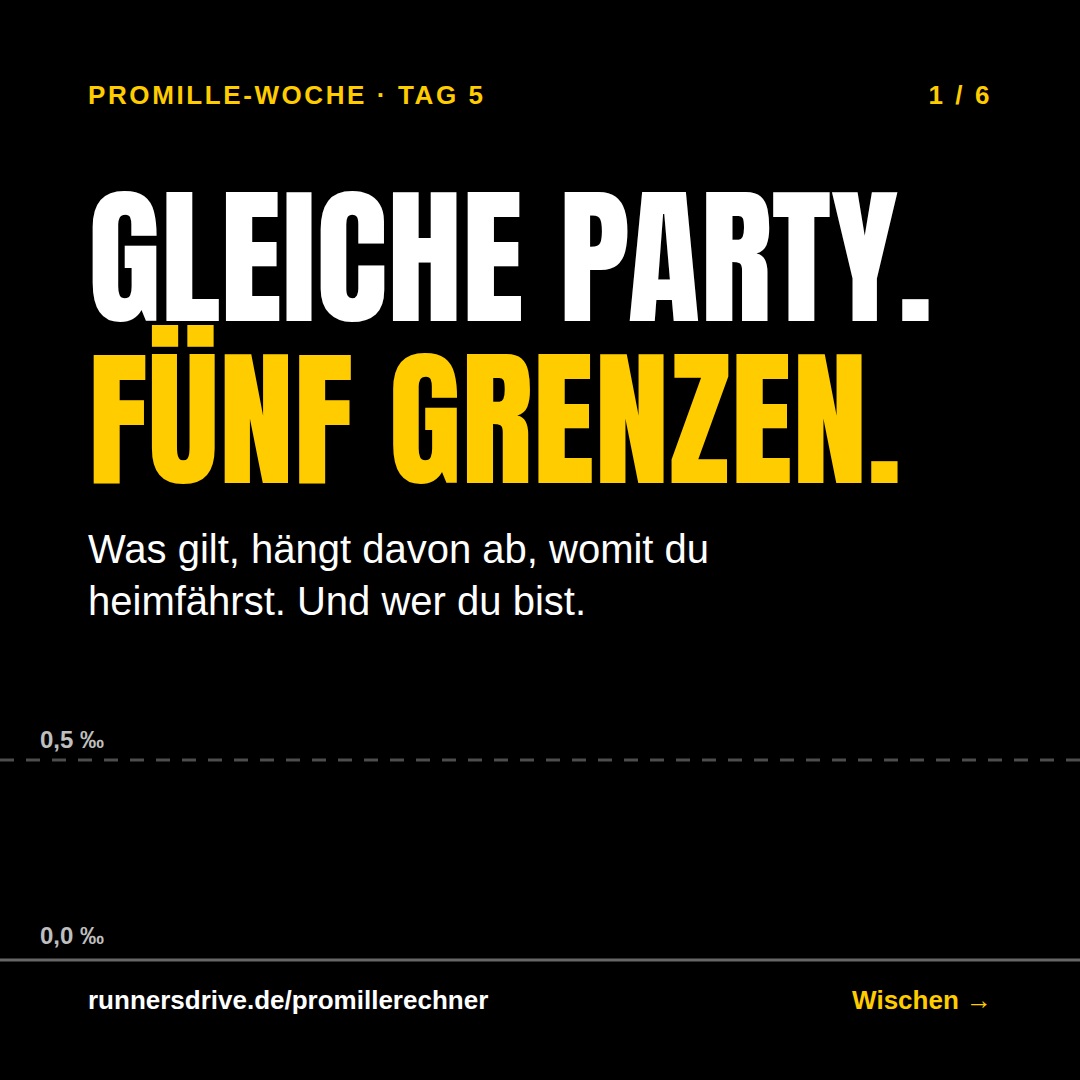 Gleiche Party, fünf verschiedene Grenzen. Auto, E-Scooter, Fahrrad, Probezeit, Begleitung beim BF17. Schick das an die …